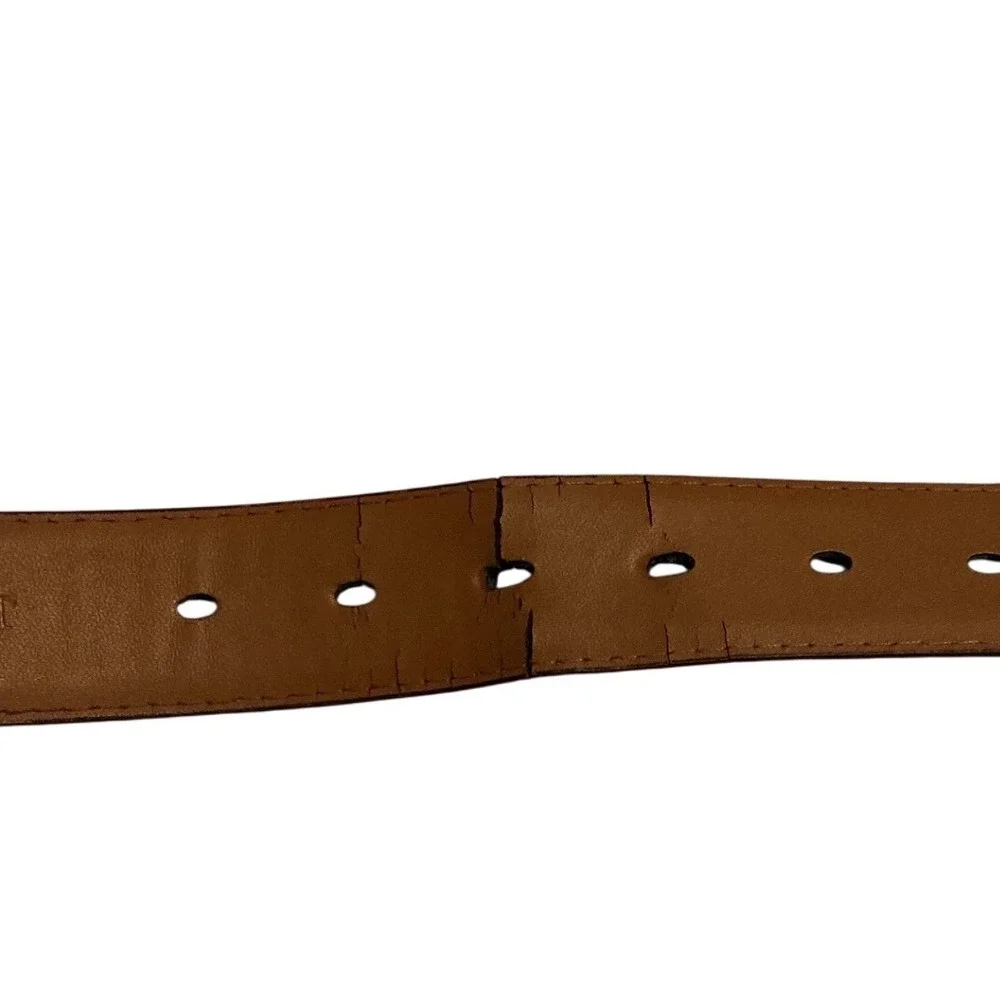 Kemisant Belt Mens 38 Brown Fair Textured Leather Black Buckle Dress Casual‎